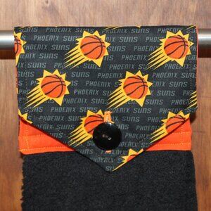 PHOENIX SUNS BLACK & ORANGE HANDMADE HANGING KITCHEN BLACK HAND TOWEL ARIZONA